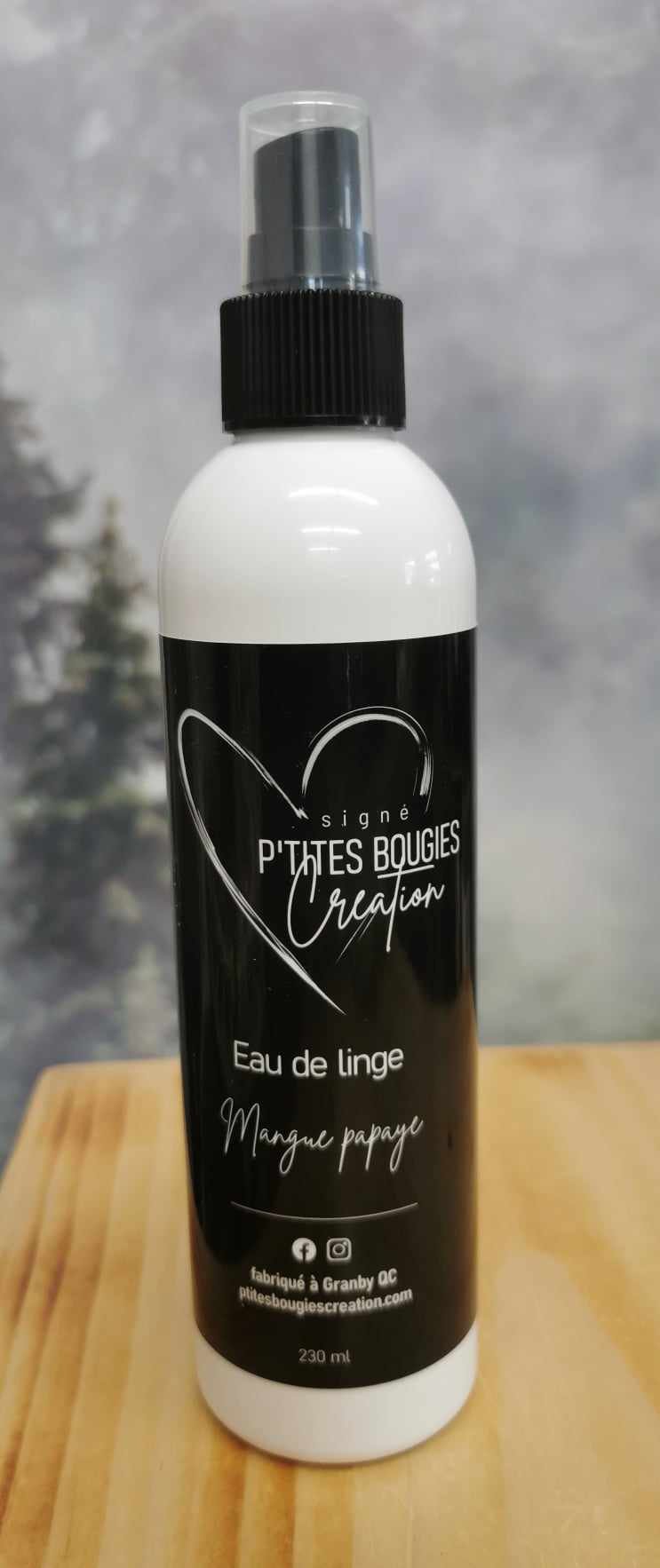 Bruine d'ambiance et eau de linge - Mangue Papaye - 230ml - P'tites bougies création
